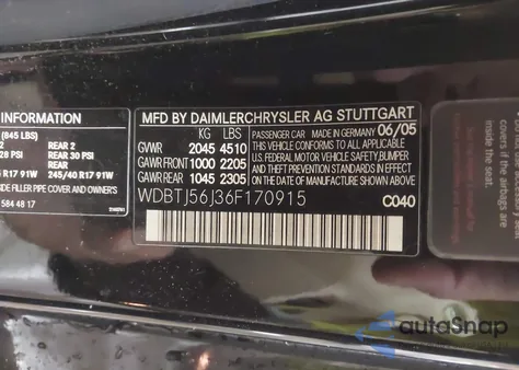 2006 Mercedes-Benz Clk 350 z USA, uszkodzony, nr VIN WDBTJ56J36F170915